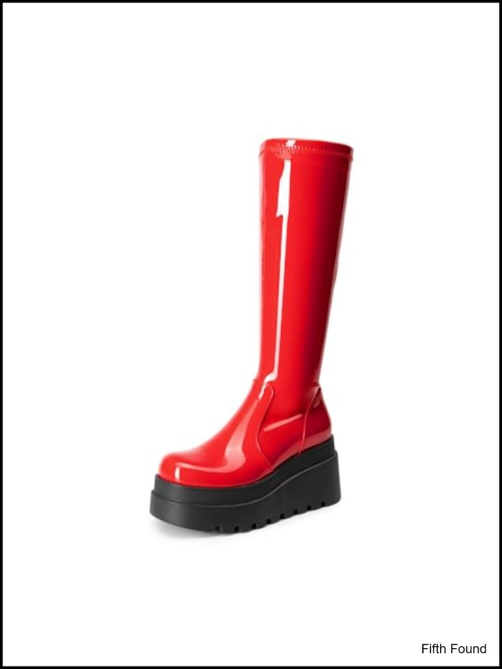 Women's Platform Knee High Round Toe Boots Faux Leather Side Zip Chunky Boots